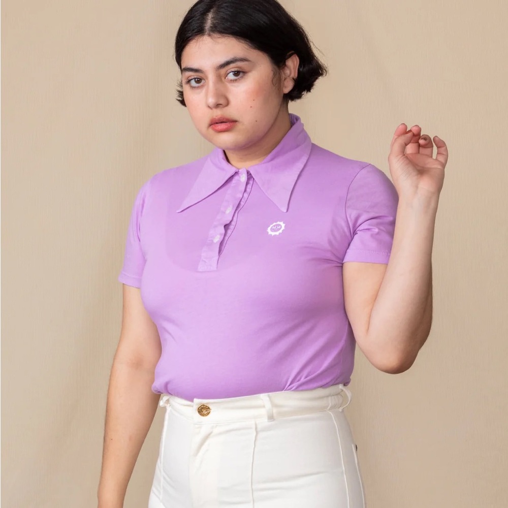 Big bud press lilac polo in size L